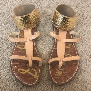 Sam Edelman Shoes - Sam Edelman Genette Tan Gold Ankle Cuff Sandals Sam Edelman Shoes - Sam Edelman Genette Tan Gold Ankle Cuff Sandals